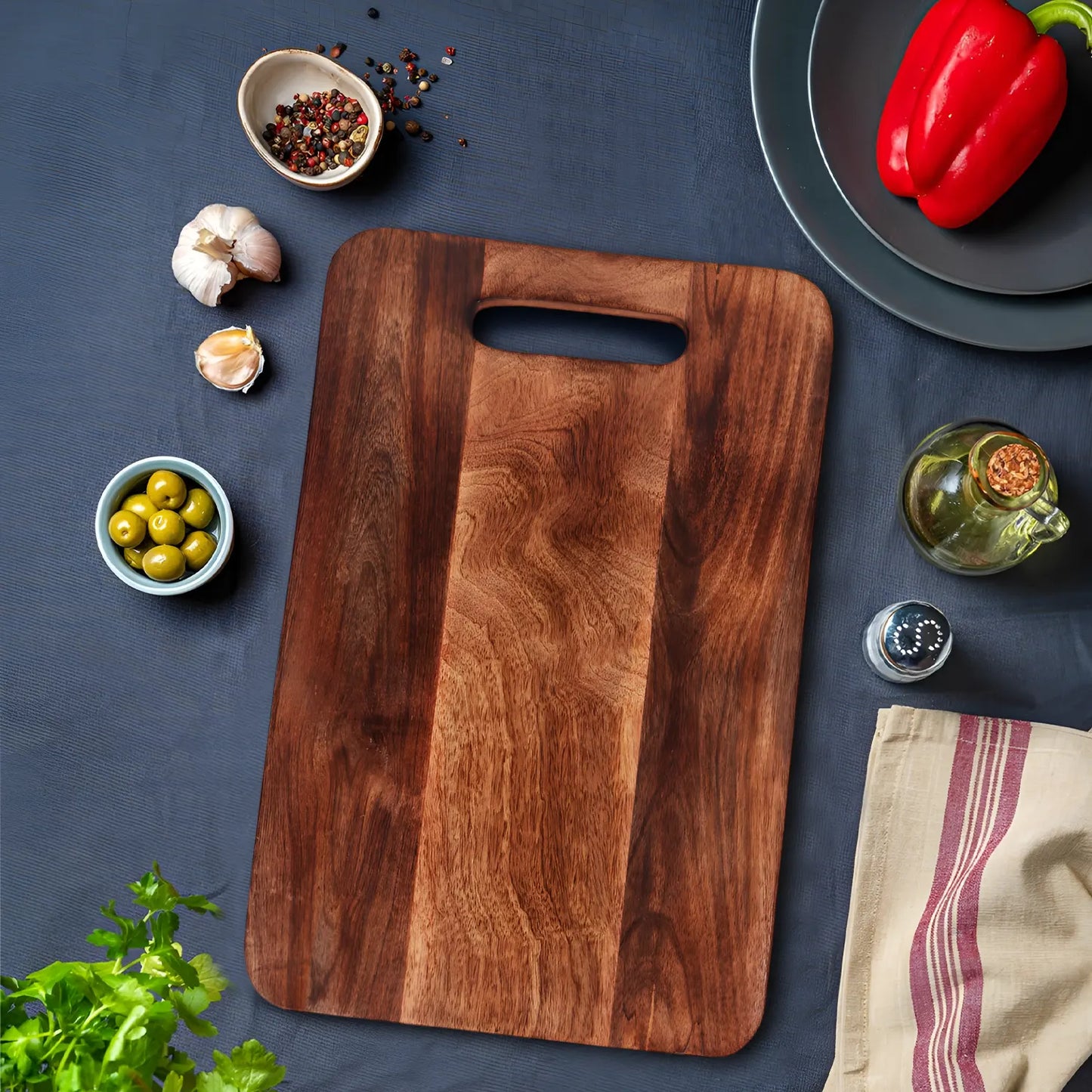 Chopping Board Round Corner –Wood, in 15x9.75"