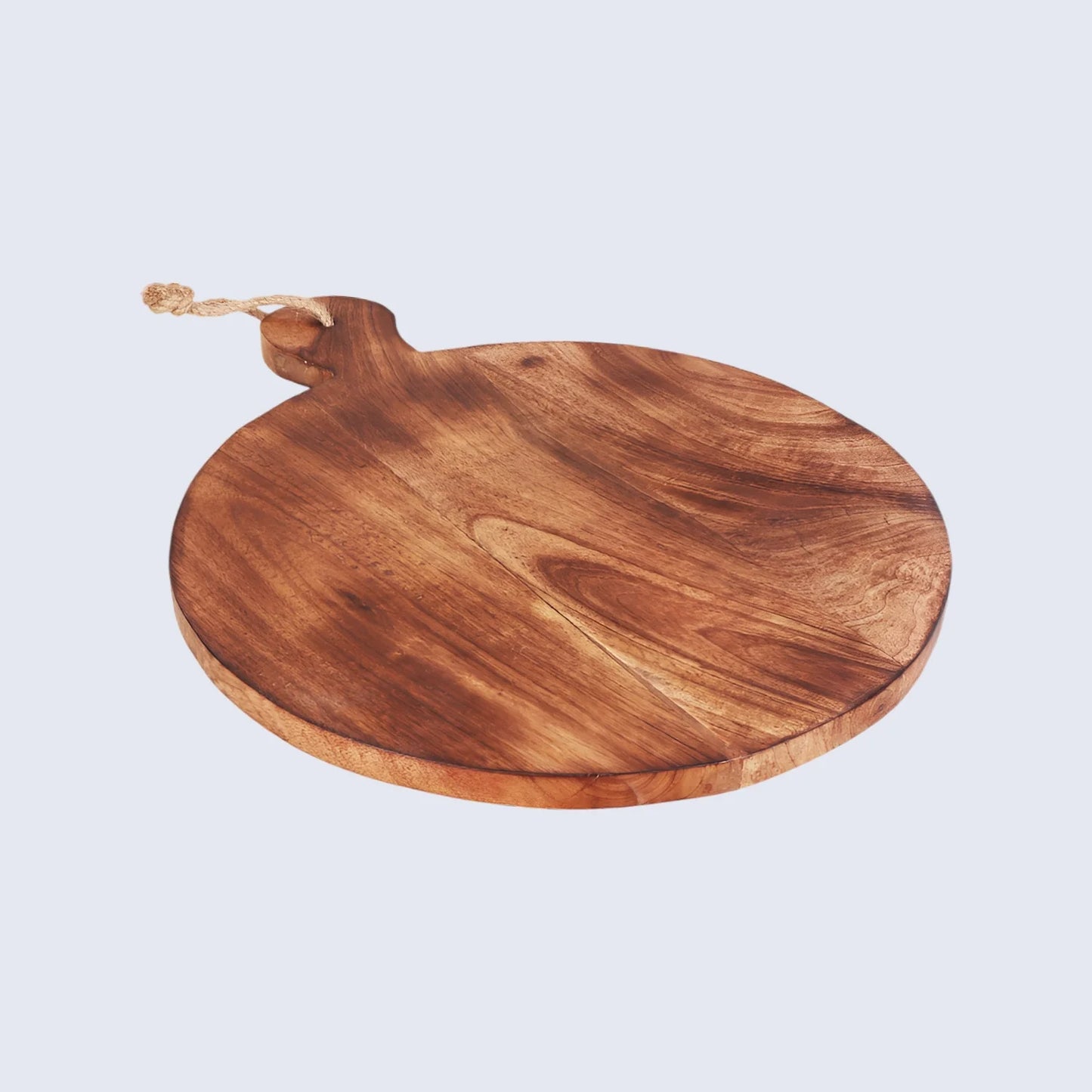 Chopping Board Round Paddle with Single Handle –Wood, in 14.75x11.75"
