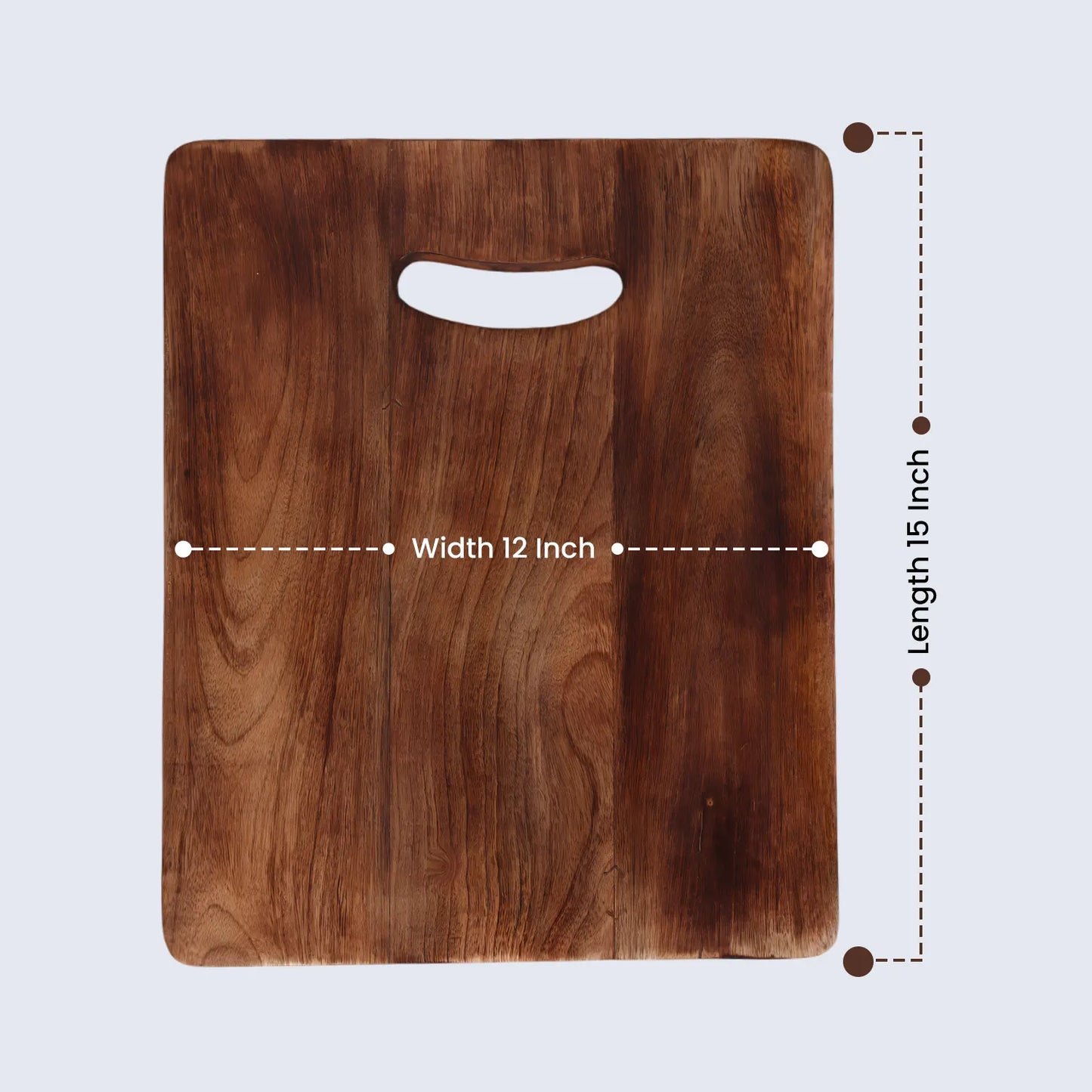 Chopping Board Rectangular with Slot Handle –Wood, in 15x12"