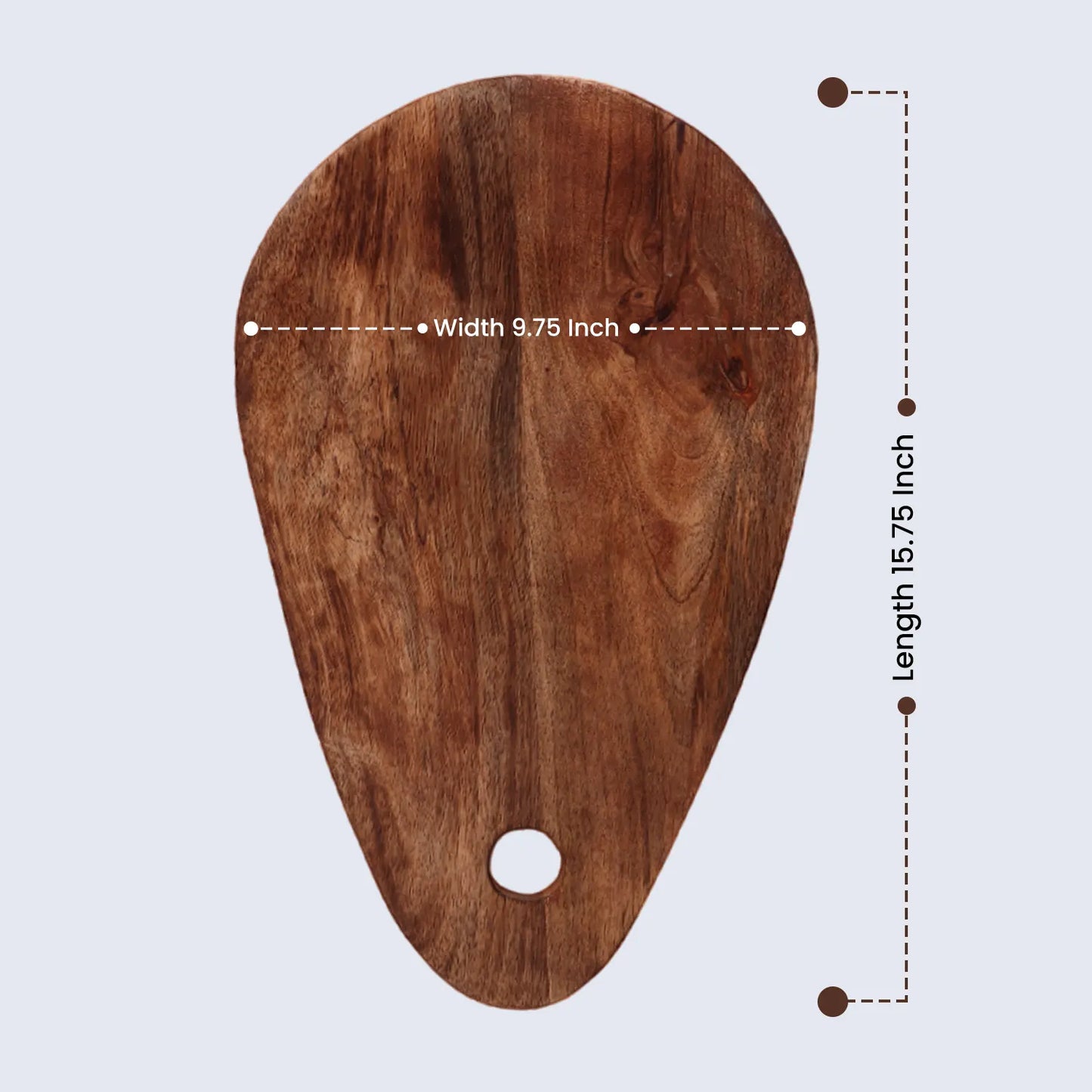 Chopping Board Teardrop Shape with Hanging Hole –Wood, in 15.75x9.75"