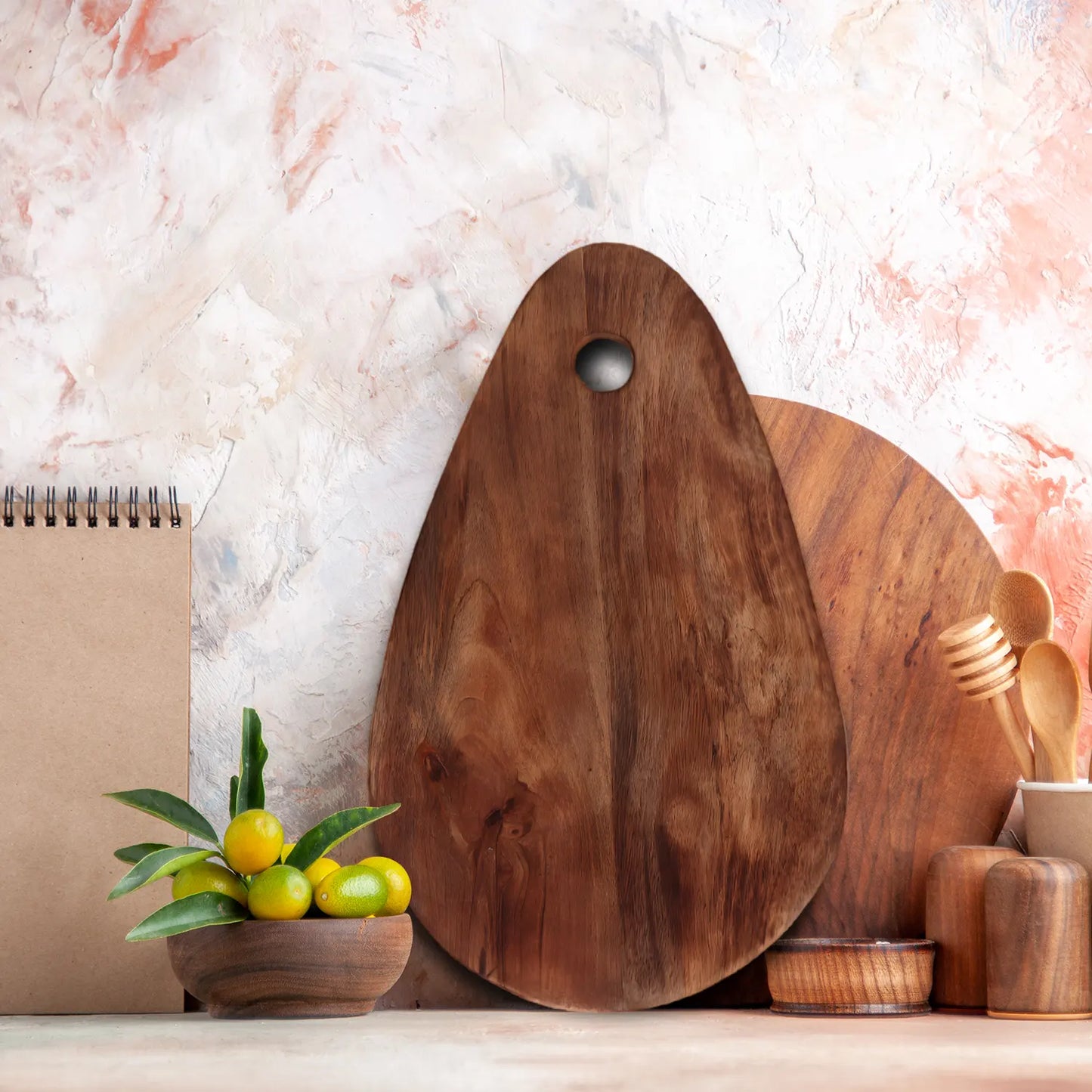 Chopping Board Teardrop Shape with Hanging Hole –Wood, in 15.75x9.75"