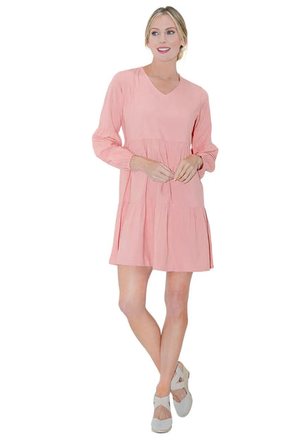 Lantern Sleeves V Neck Dress - Available in 13 Colors