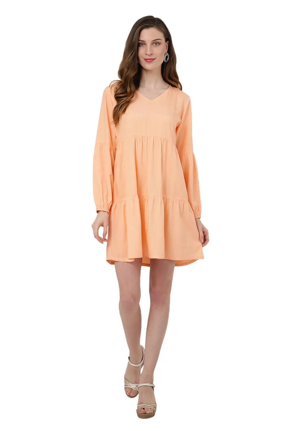 Lantern Sleeves V Neck Dress - Available in 13 Colors