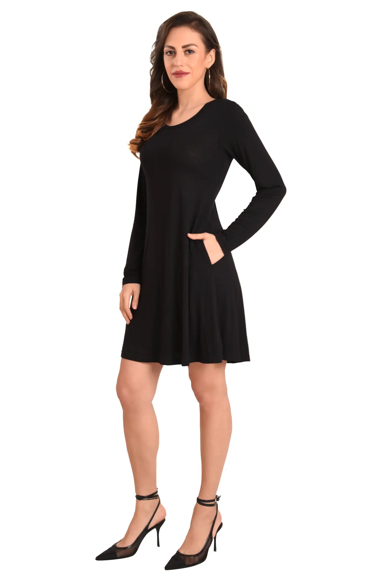 Long Sleeve T-Shirt Dress with Pockets - Available in 6 Colors