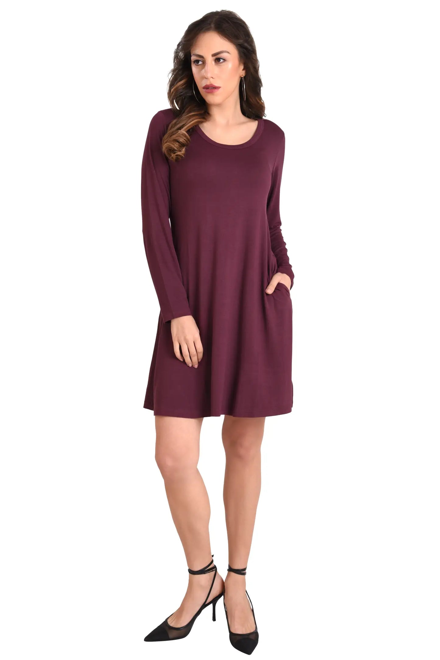 Long Sleeve T-Shirt Dress with Pockets - Available in 6 Colors