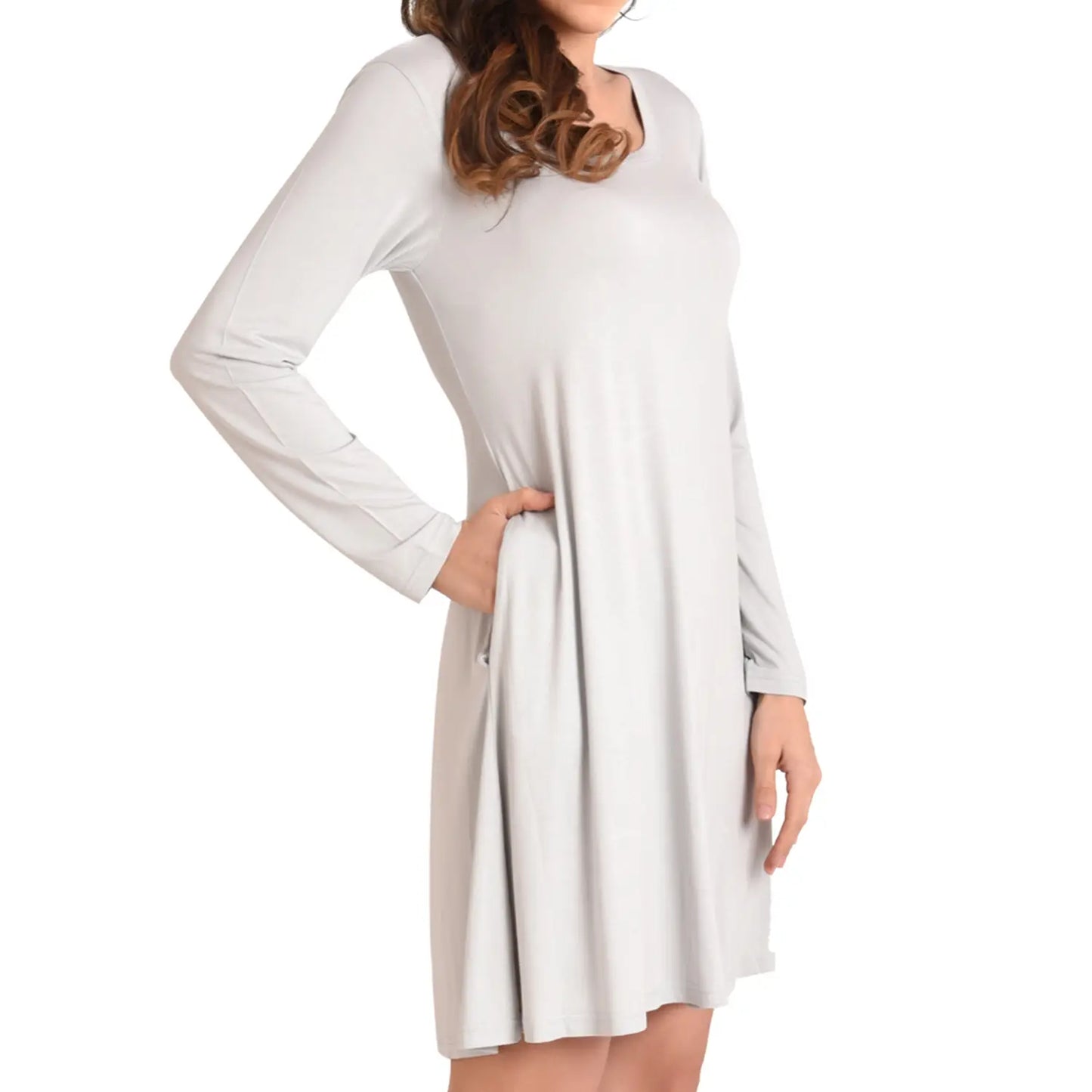 Long Sleeve T-Shirt Dress with Pockets - Available in 6 Colors