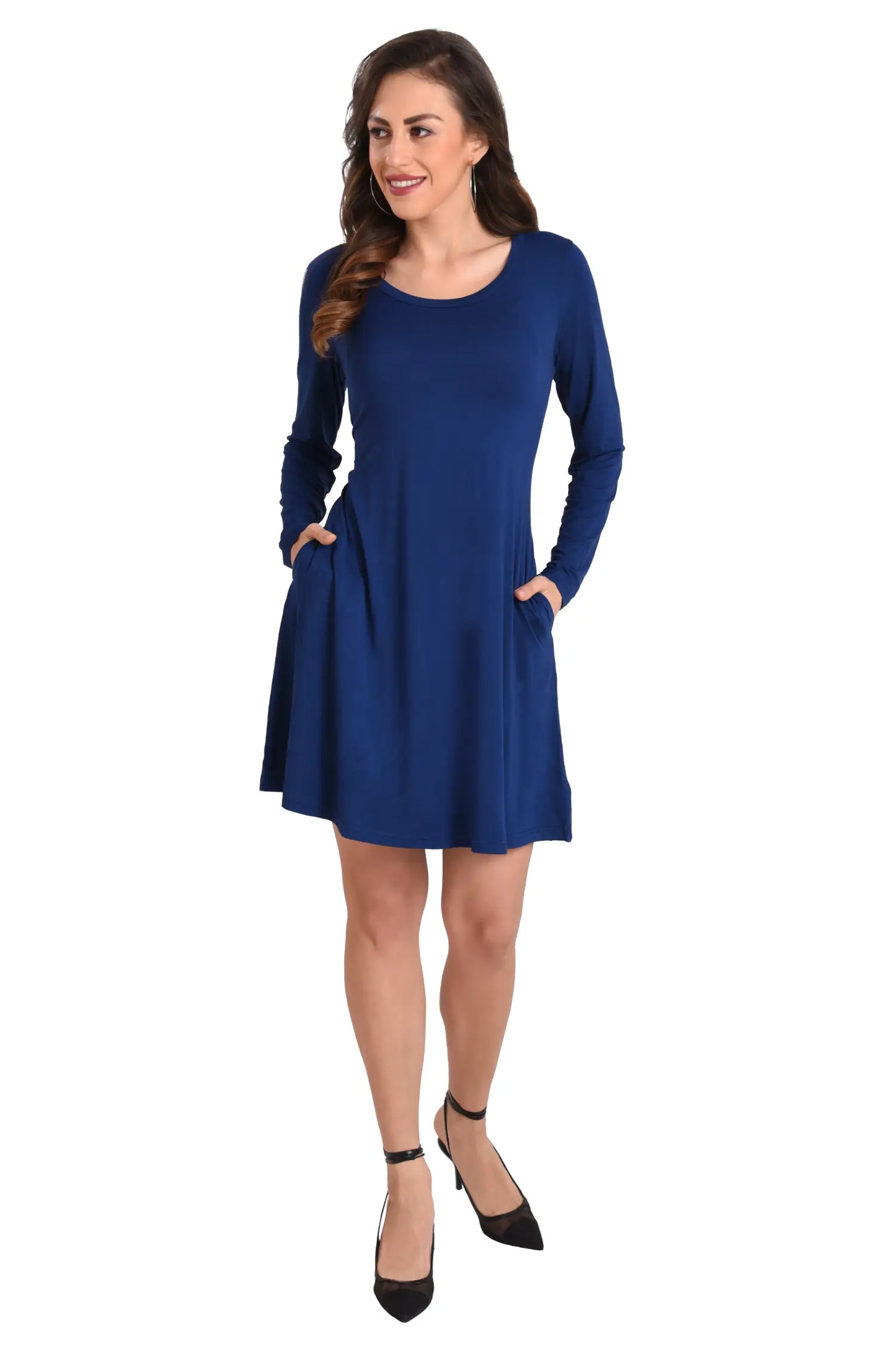 Long Sleeve T-Shirt Dress with Pockets - Available in 6 Colors