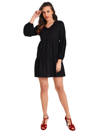 Lantern Sleeves V Neck Dress - Available in 13 Colors