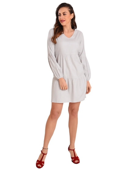 Lantern Sleeves V Neck Dress - Available in 13 Colors