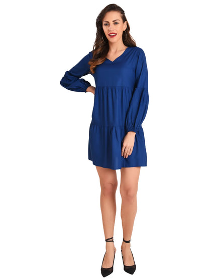 Lantern Sleeves V Neck Dress - Available in 13 Colors