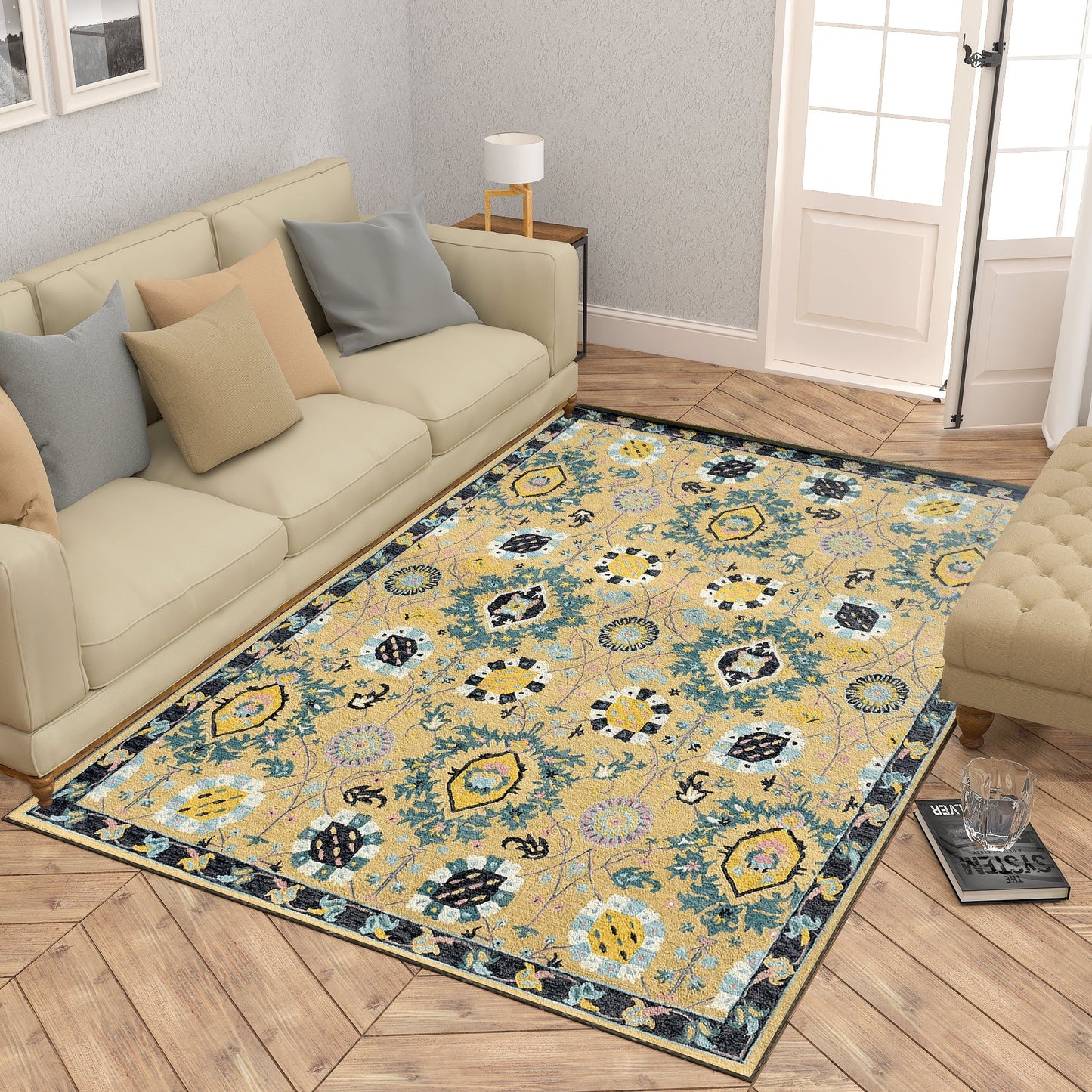 Premium Hand-Tufted Rug Made of 100% Wool  - Cankiri Garden - 3x5 Feet