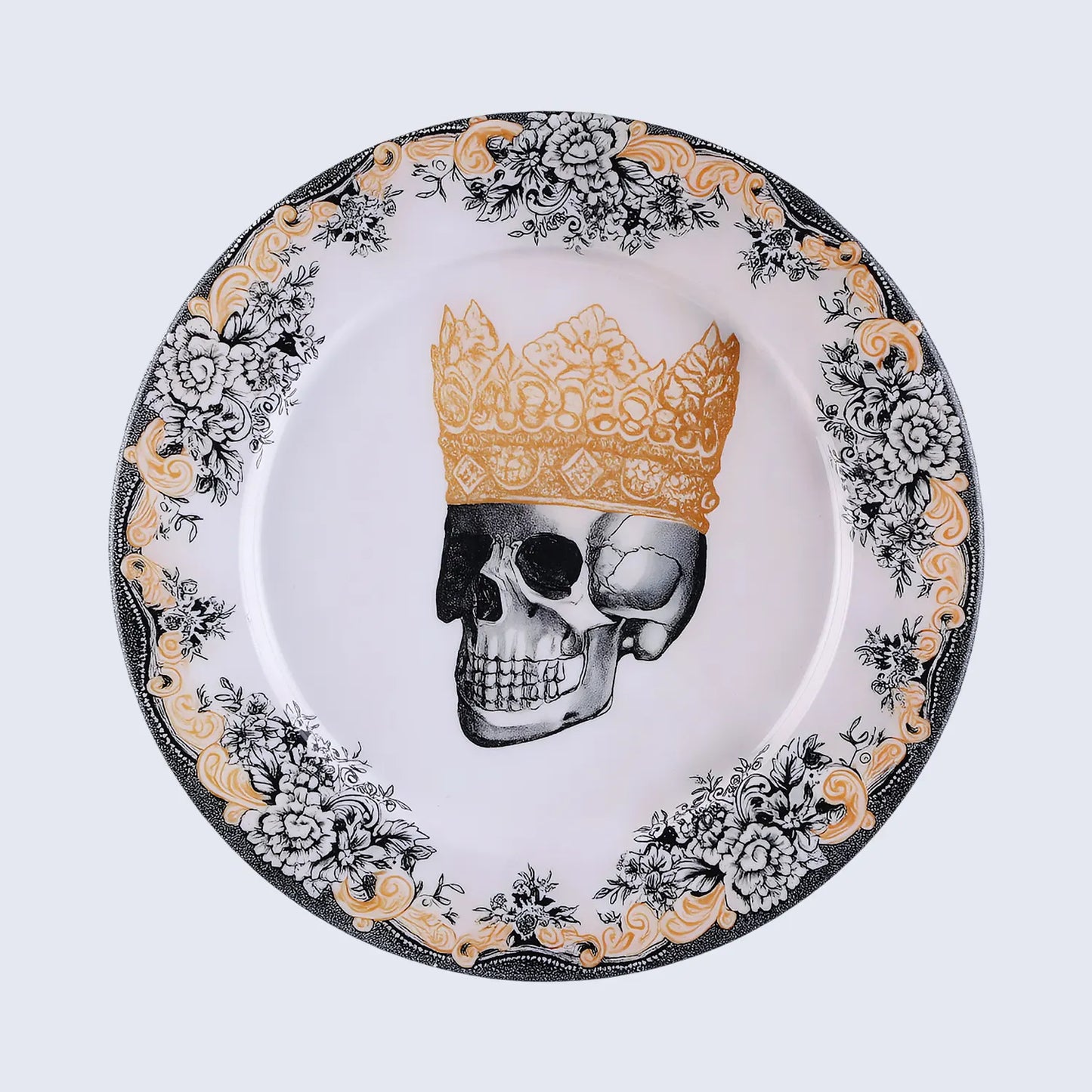 Halloween Skull Crown Decorative Wall Art Plate in 12”