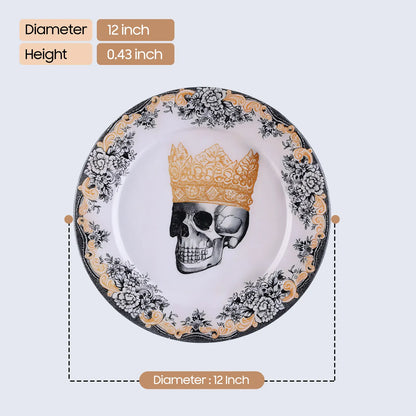 Halloween Skull Crown Decorative Wall Art Plate in 12”