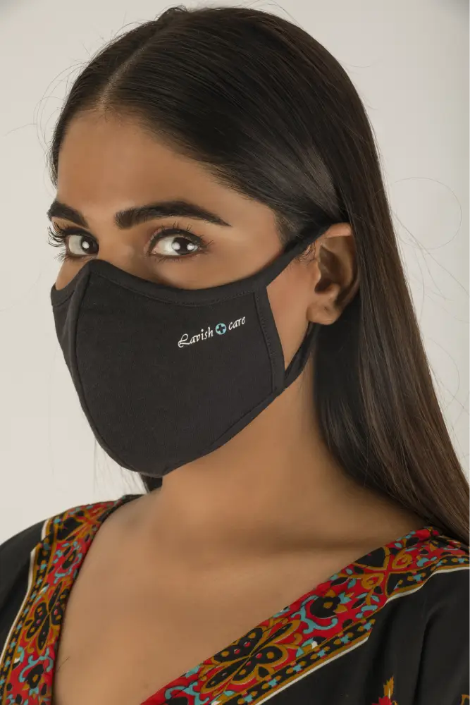 Cloth Face Mask 5 Layers Pack Of 3 - Black