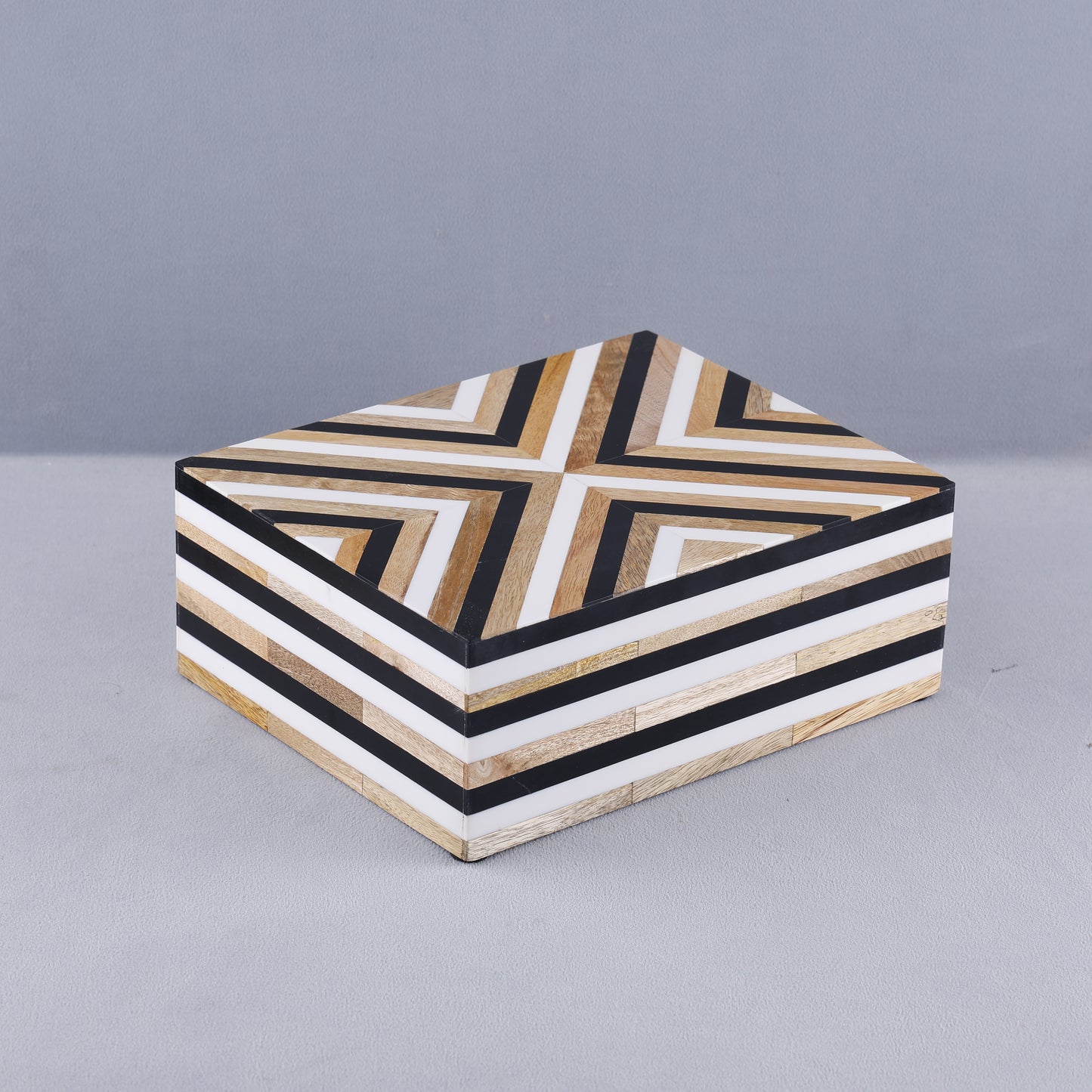Handicrafts Home Decorative Storage Box - Chevron- Black Brown
