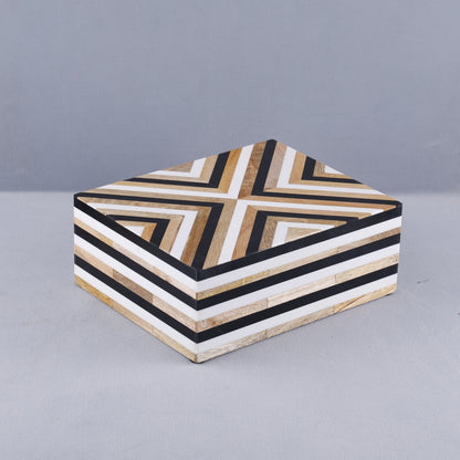 Handicrafts Home Decorative Storage Box - Chevron- Black Brown
