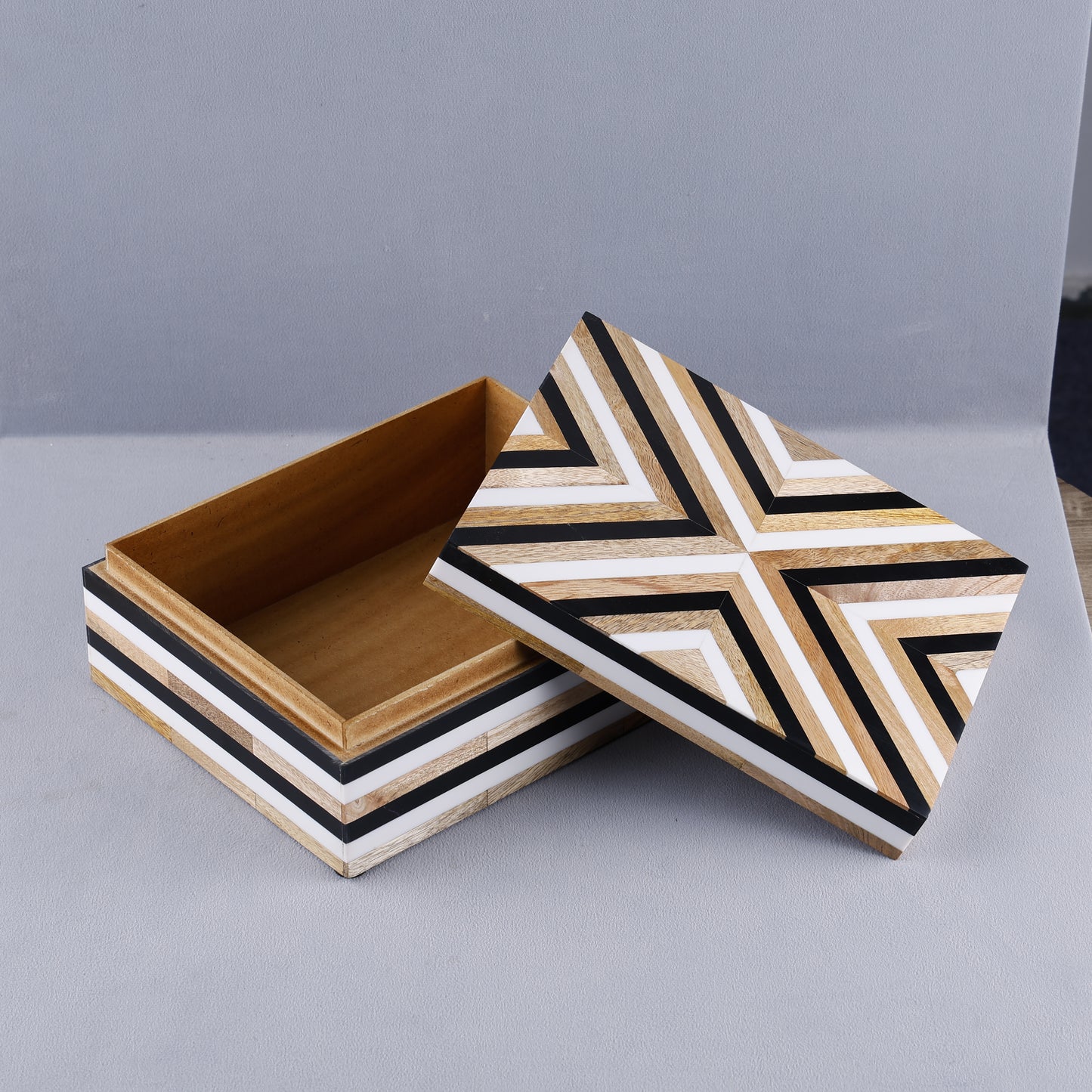 Handicrafts Home Decorative Storage Box - Chevron- Black Brown