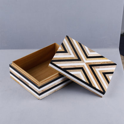 Handicrafts Home Decorative Storage Box - Chevron- Black Brown