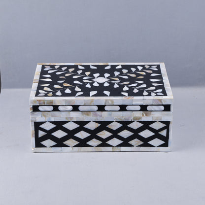 Handicrafts Home Alhambra Negra Decorative Storage Box with Lid
