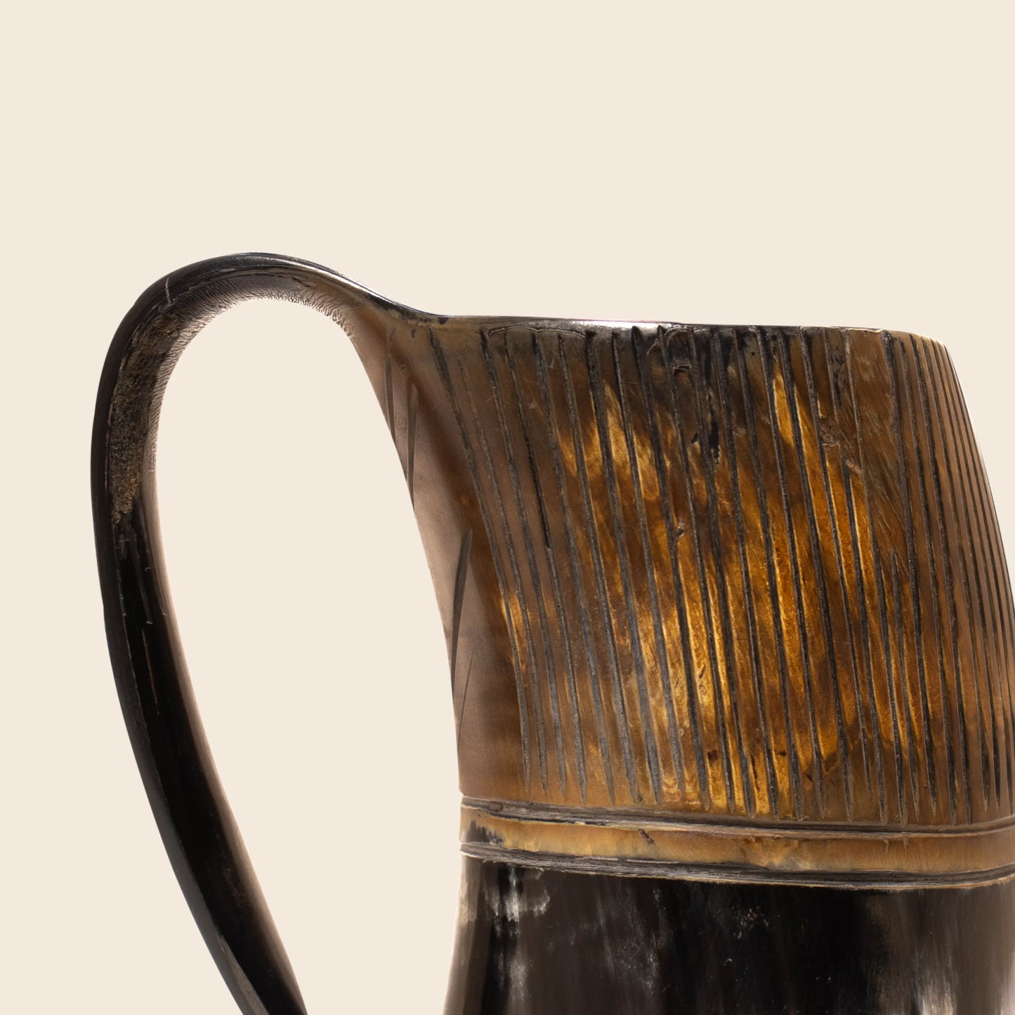 Handmade Striped Viking Horn Whiskey Mugs – 6.5 oz Real Ox Horn Mugs for Whiskey & Cocktails