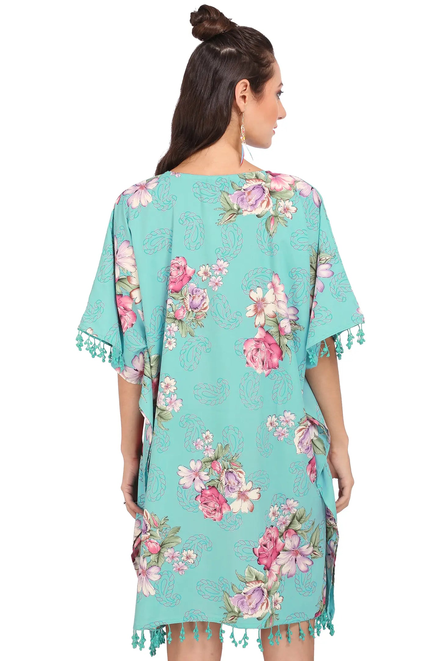 Kaftan Tunic Top Kimono Evening Top Free Size - Green