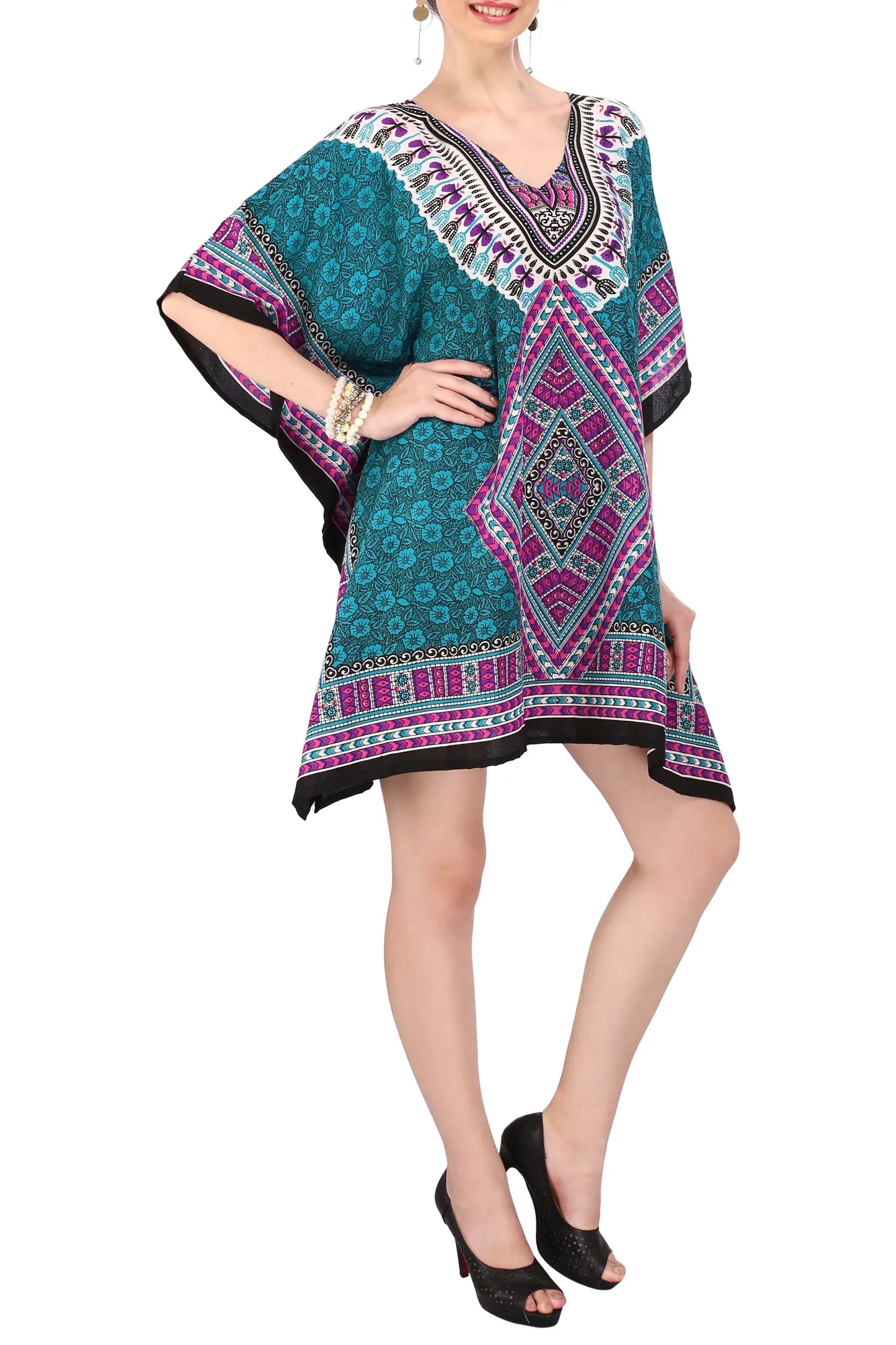 Kaftan Tunic Kimono Dress Ladies Top Kaftans - Available in 4 Colors