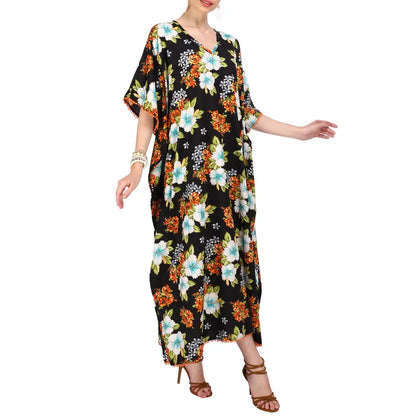 Womens Kaftan Tunic Kimono Dress Ladies Maxi Kaftans