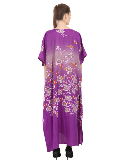 Women's Black Kaftan Tunic Kimono Long Kaftan Floral Maxi Dress - Available in 4 Colors