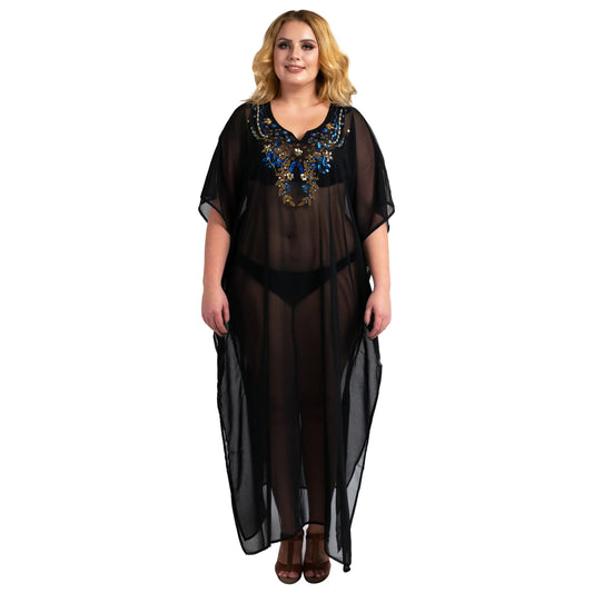 Kaftan Hand Embroidered Kaftans Kimono Summer Maxi Dress 141-Available in 3 Colors