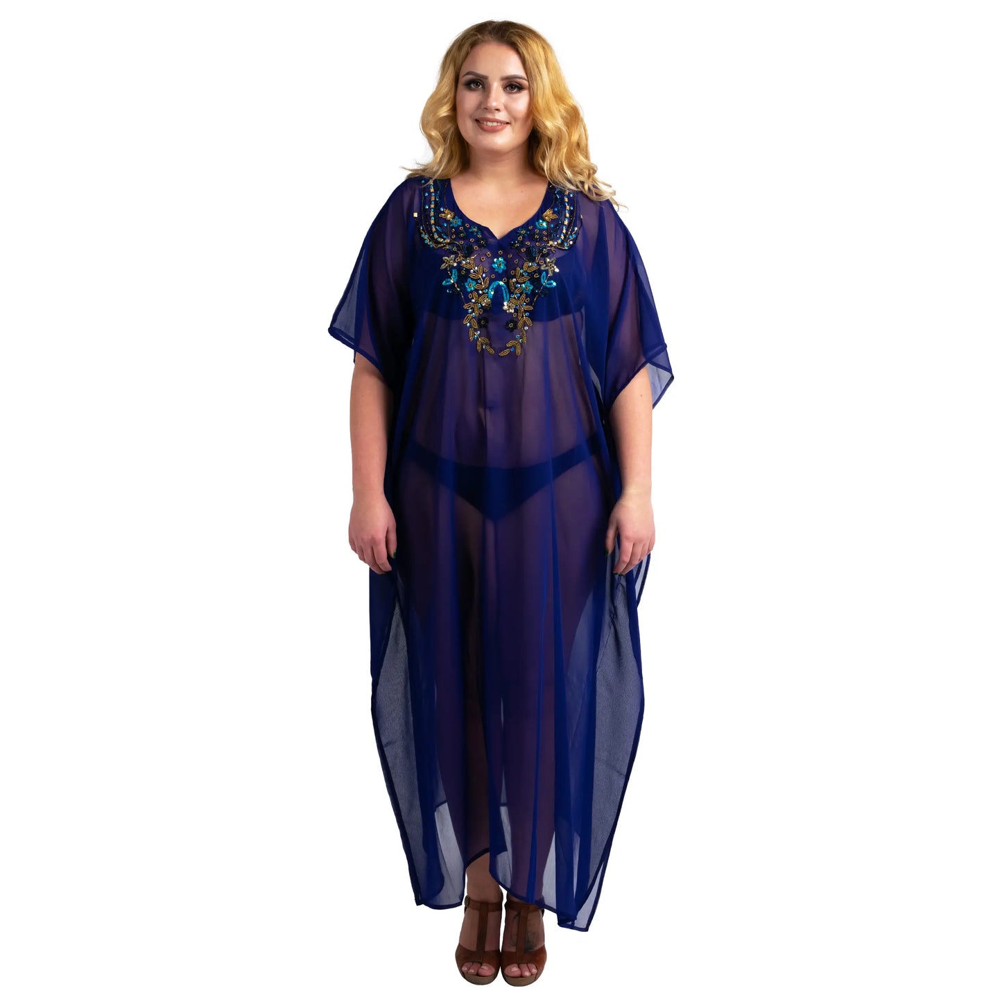 Kaftan Hand Embroidered Kaftans Kimono Summer Maxi Dress 141-Available in 3 Colors