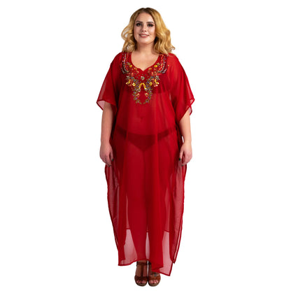 Kaftan Hand Embroidered Kaftans Kimono Summer Maxi Dress 141-Available in 3 Colors