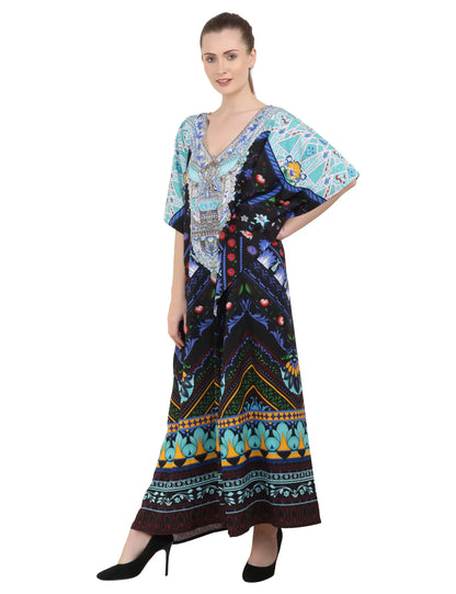 Women's Kaftans Plus Size Loungewear Long Maxi Style Dress [142-Black]