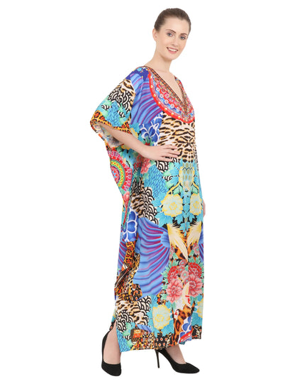 Women's Kaftans Plus Size Loungewear Long Maxi Style Dress [148-Multi]