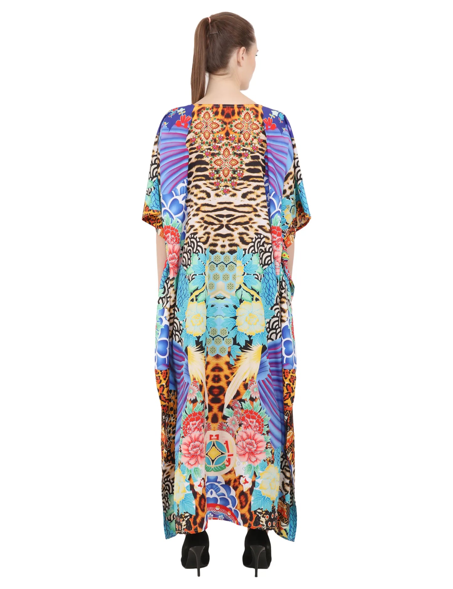 Women's Kaftans Plus Size Loungewear Long Maxi Style Dress [148-Multi]