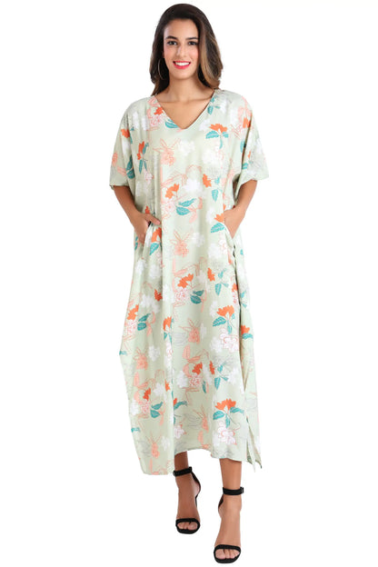 Women Long Kaftans Summer Holiday Caftan Dress 5 Colors S-3XL