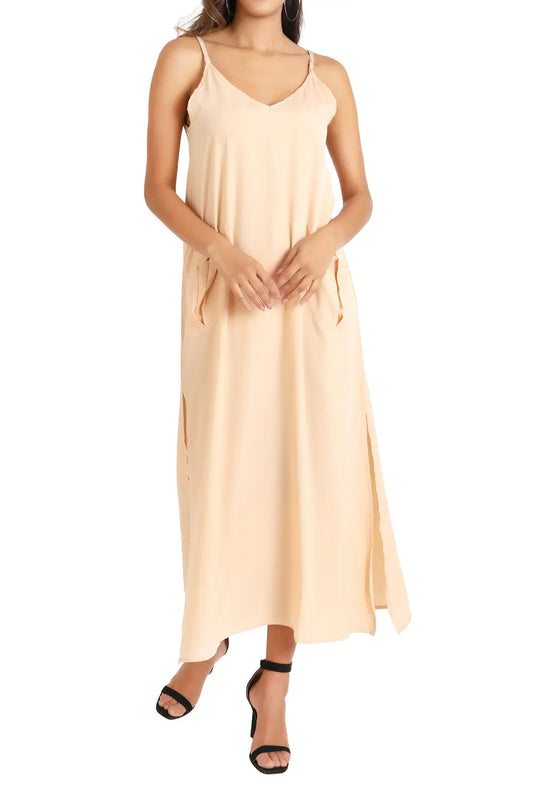 Strap Dress Maxi Style Long Kaftans with Pockets - Available in 5 Colors