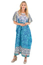 Women Kaftan Tunic Kimono Dresses Aqua Jewel - Available in Multiple Sizes