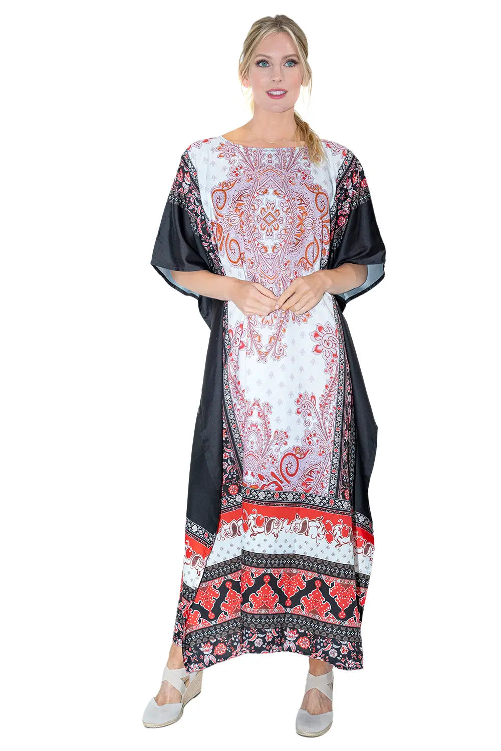 Women Kaftan Tunic Kimono Dresses Black Jewel - Available in Multiple Sizes