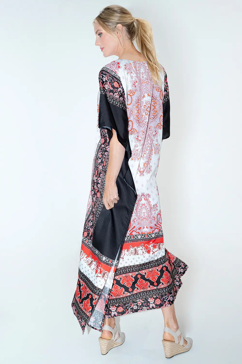 Women Kaftan Tunic Kimono Dresses Black Jewel - Available in Multiple Sizes