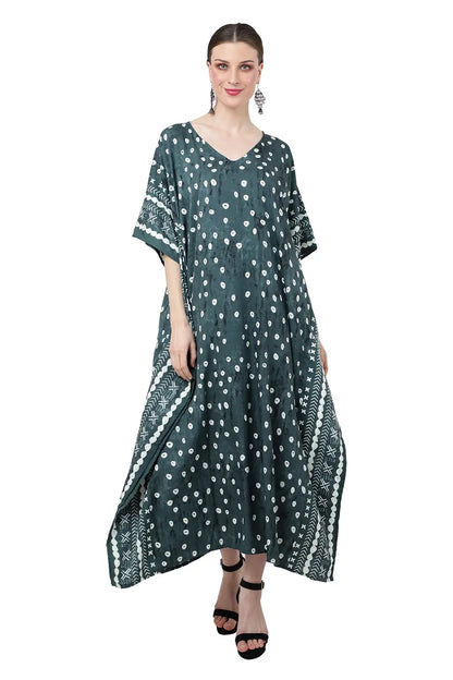 Women Kaftan Tunic Kimono Dresses Soothing Green - Available in Multiple Sizes