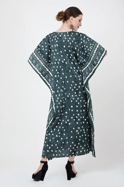 Women Kaftan Tunic Kimono Dresses Soothing Green - Available in Multiple Sizes