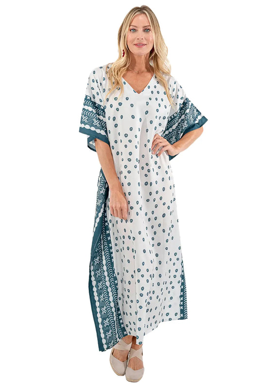 Women Kaftan Tunic Kimono Dresses Soothing White - Available in Multiple Sizes