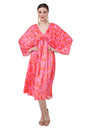 V-Neck Kaftan with Tassel Waist Draw-Cord - Vermillion, S to 3XL