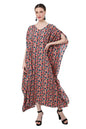 Draw-Cord at The Shoulder with V-Shaped Neckline Kaftan Dress Floral, S to 3XL