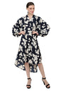 Pop-over Detail With Sleeves Kaftan Dresses for Women - Floral Black