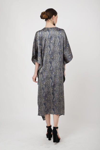 V-Shaped Neckline and Embroidery at the Waist Kaftan Dresses - Paisley