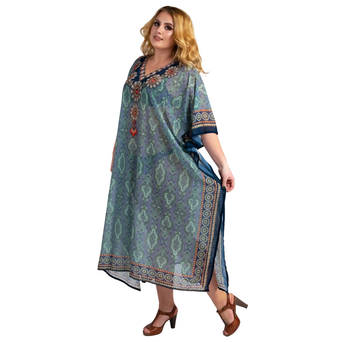 Kaftan Hand Embroidered Kaftans Kimono Summer Maxi Dress 203 - Available in 3 Colors