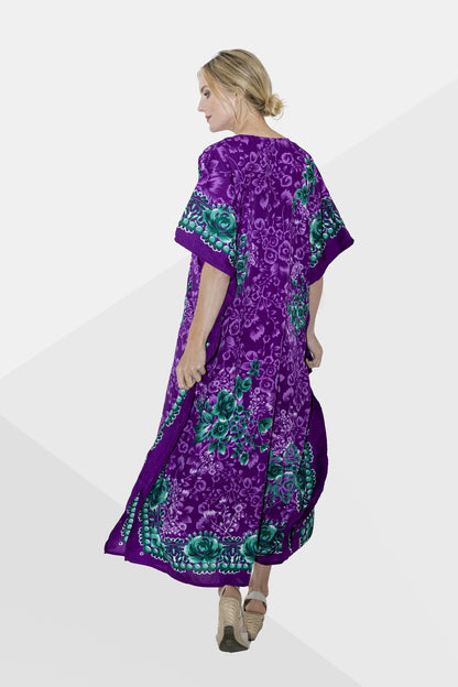 Womens Kaftan Tunic Kimono Long Evening Maxi Dress - Available in 4 Colors