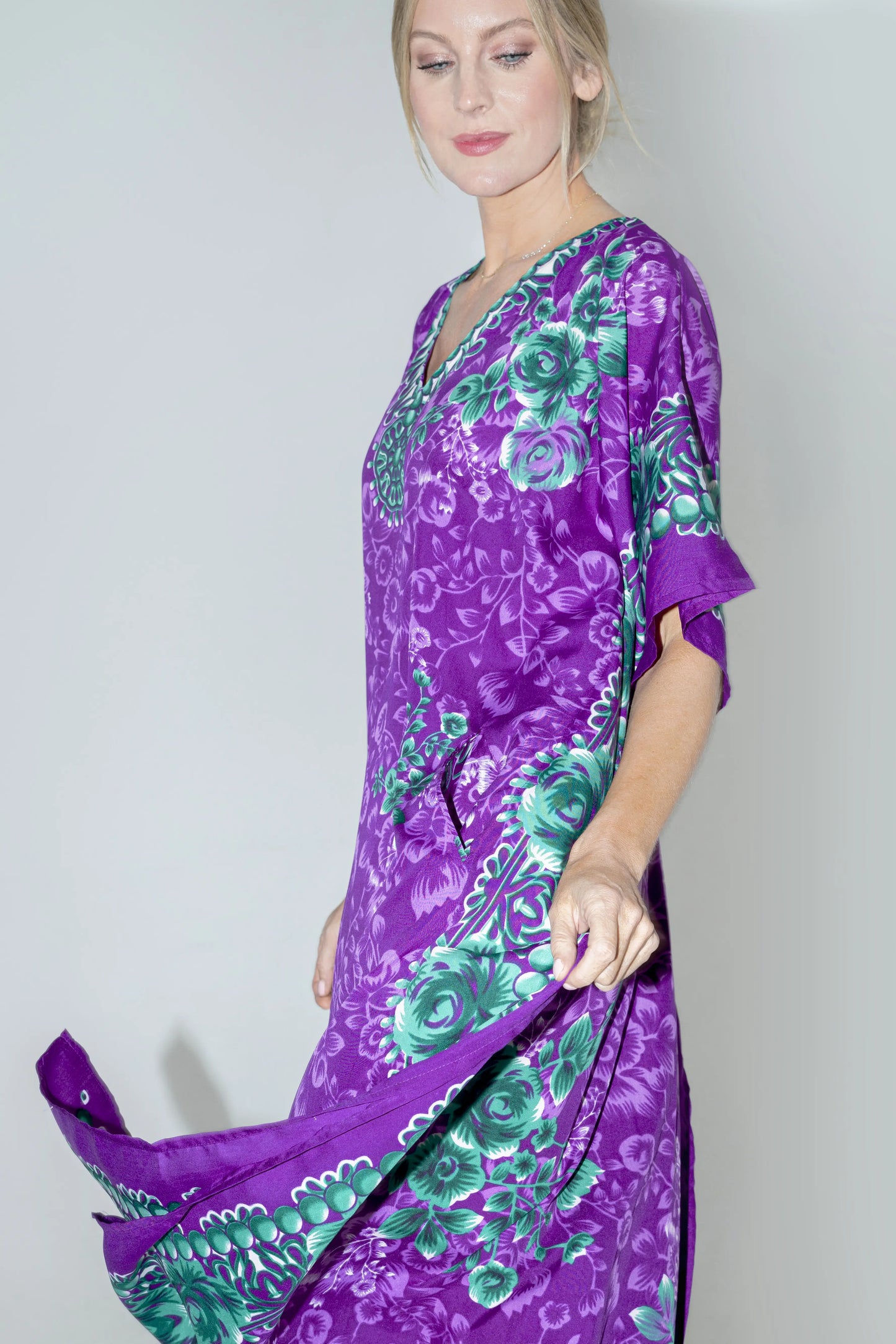 Womens Kaftan Tunic Kimono Long Evening Maxi Dress - Available in 4 Colors