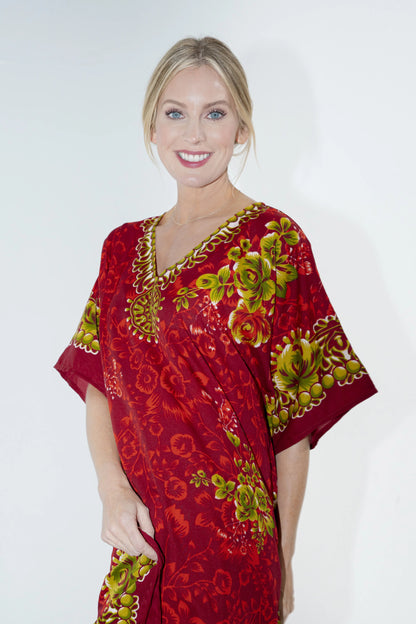 Womens Kaftan Tunic Kimono Long Evening Maxi Dress - Available in 4 Colors